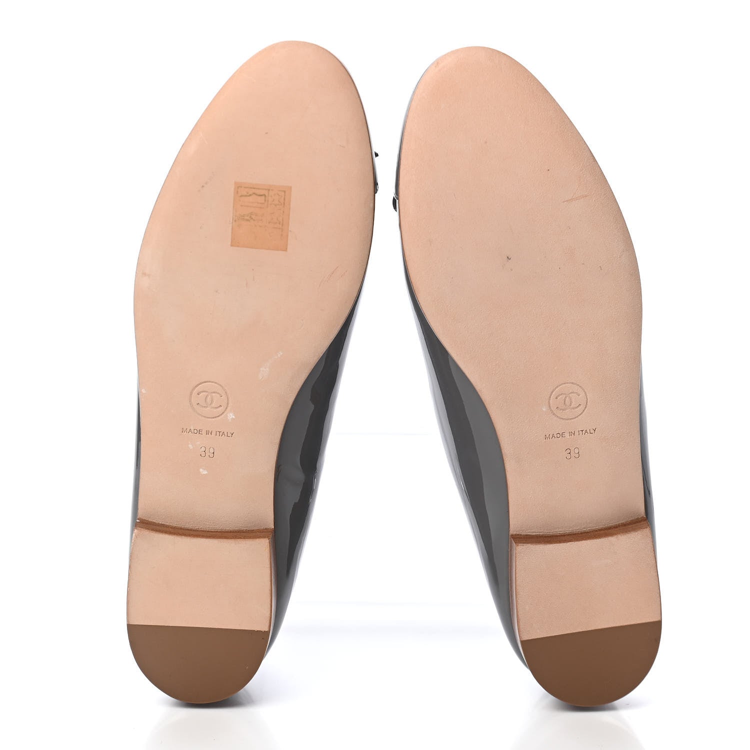 Chanel Patent Calfskin CC Cap Toe Ballerina Flats 39 Dark Grey 5 of 8