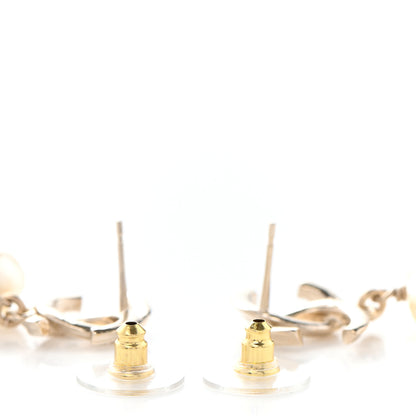 Chanel Pearl CC Heart Drop Earrings Gold 3 of 4