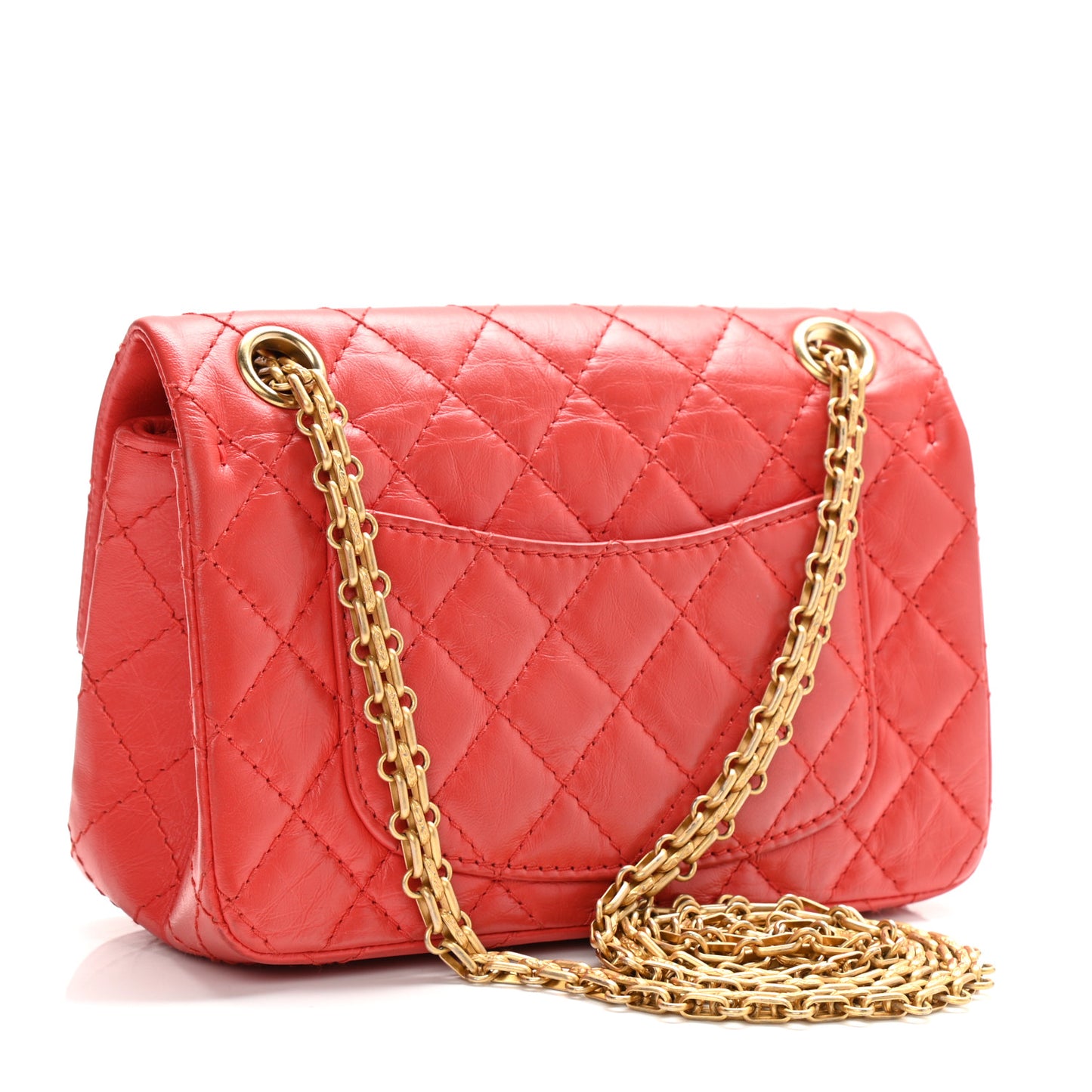 Aged Calfskin Quilted 2.55 Reissue Mini Flap Red