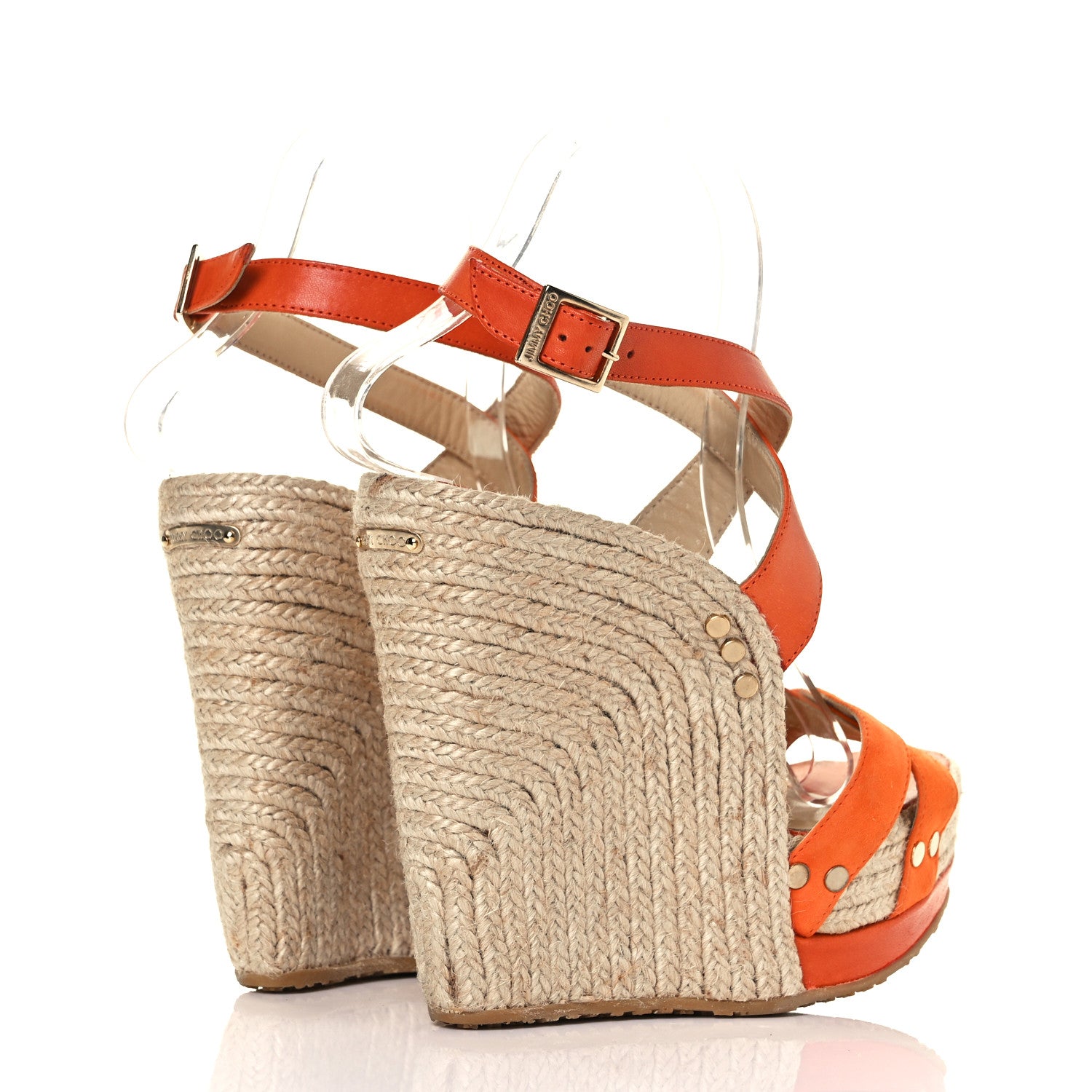 Jimmy Choo Suede Calfskin Perry Espadrille Wedges 38 Orange 4 of 9