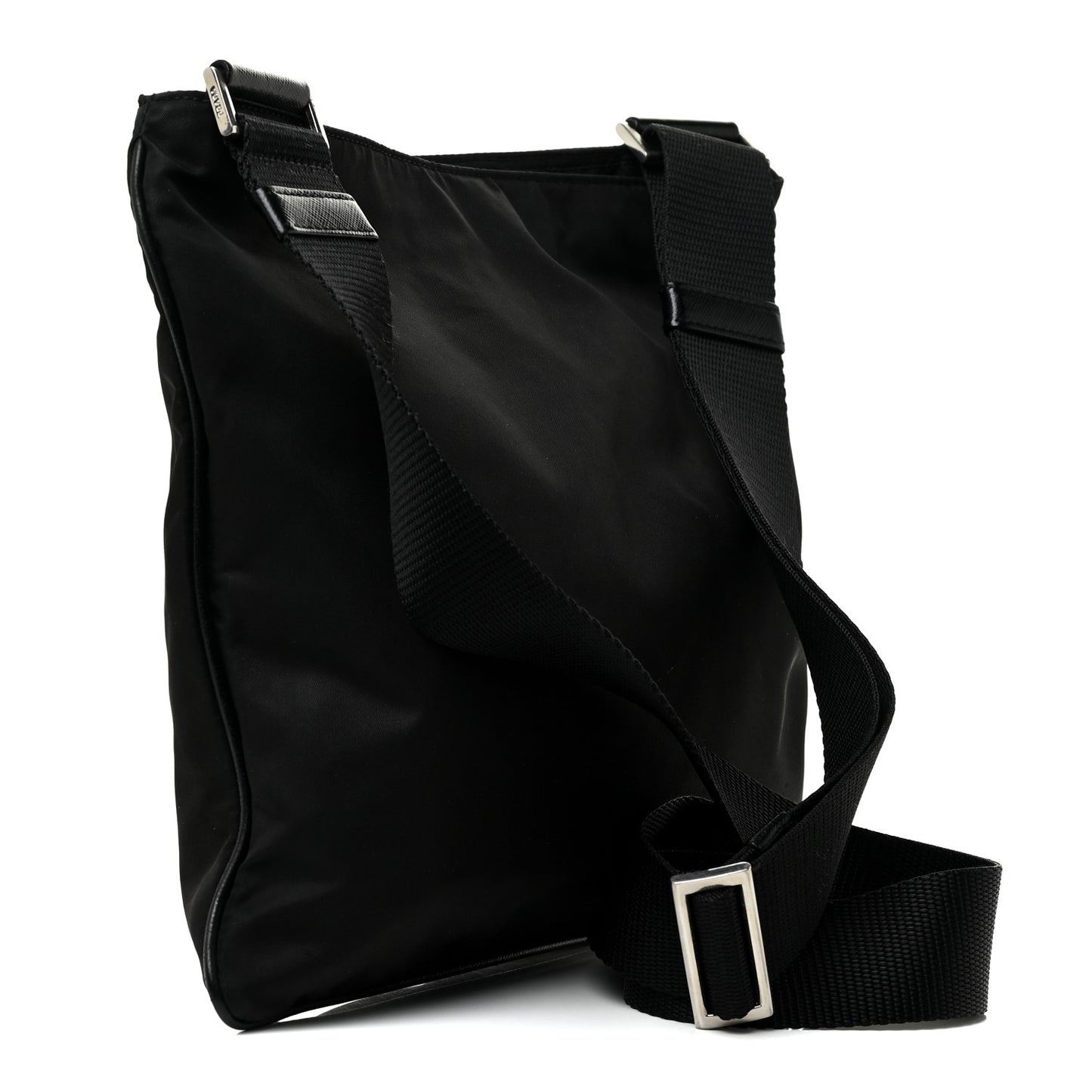 Nylon Saffiano Flat Messenger Bag Black