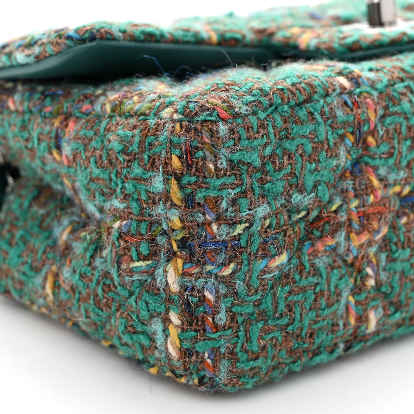 Tweed Quilted Mini Rectangular Flap Green