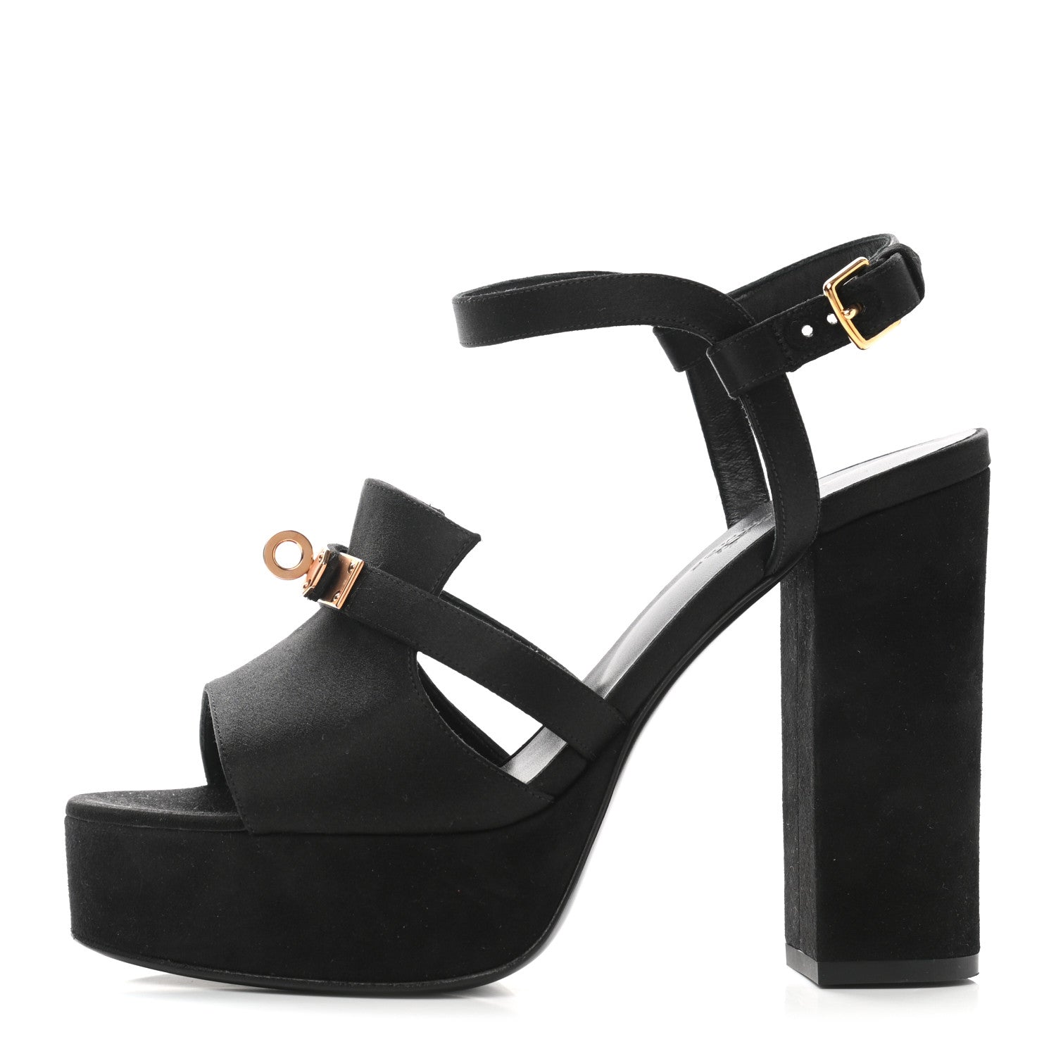 Hermes Velvet Goatskin Calas Sandals 38.5 Black 1 of 9