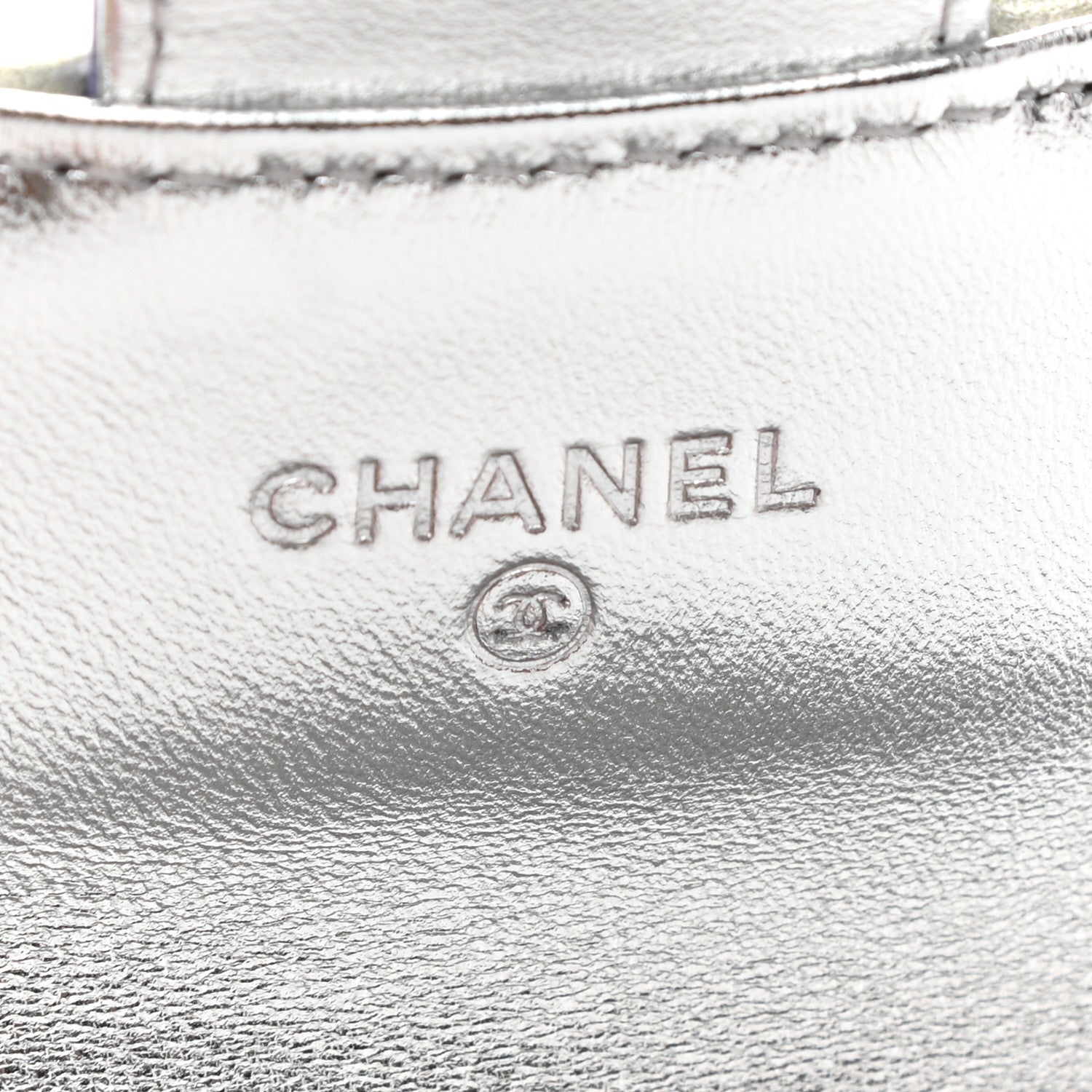 Chanel Gradient Metallic Calfskin Quilted Flap Card Holder Wallet Silver Blue Yellow Purple 6 of 9