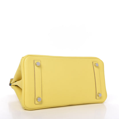 Hermes Taurillon Novillo Verso Birkin 25 Lime Bleuet 4 of 10