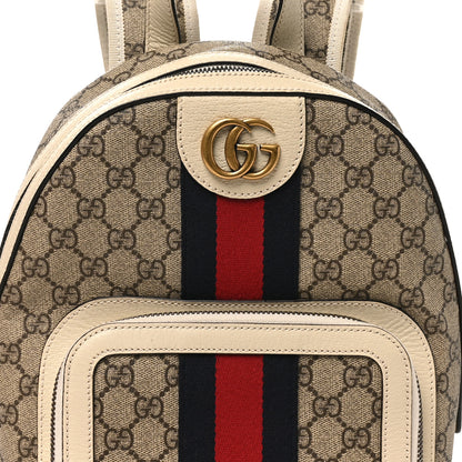 Gucci GG Supreme Monogram Textured Calfskin Web Small Ophidia Day Backpack Beige Ebony Mystic White 8 of 10