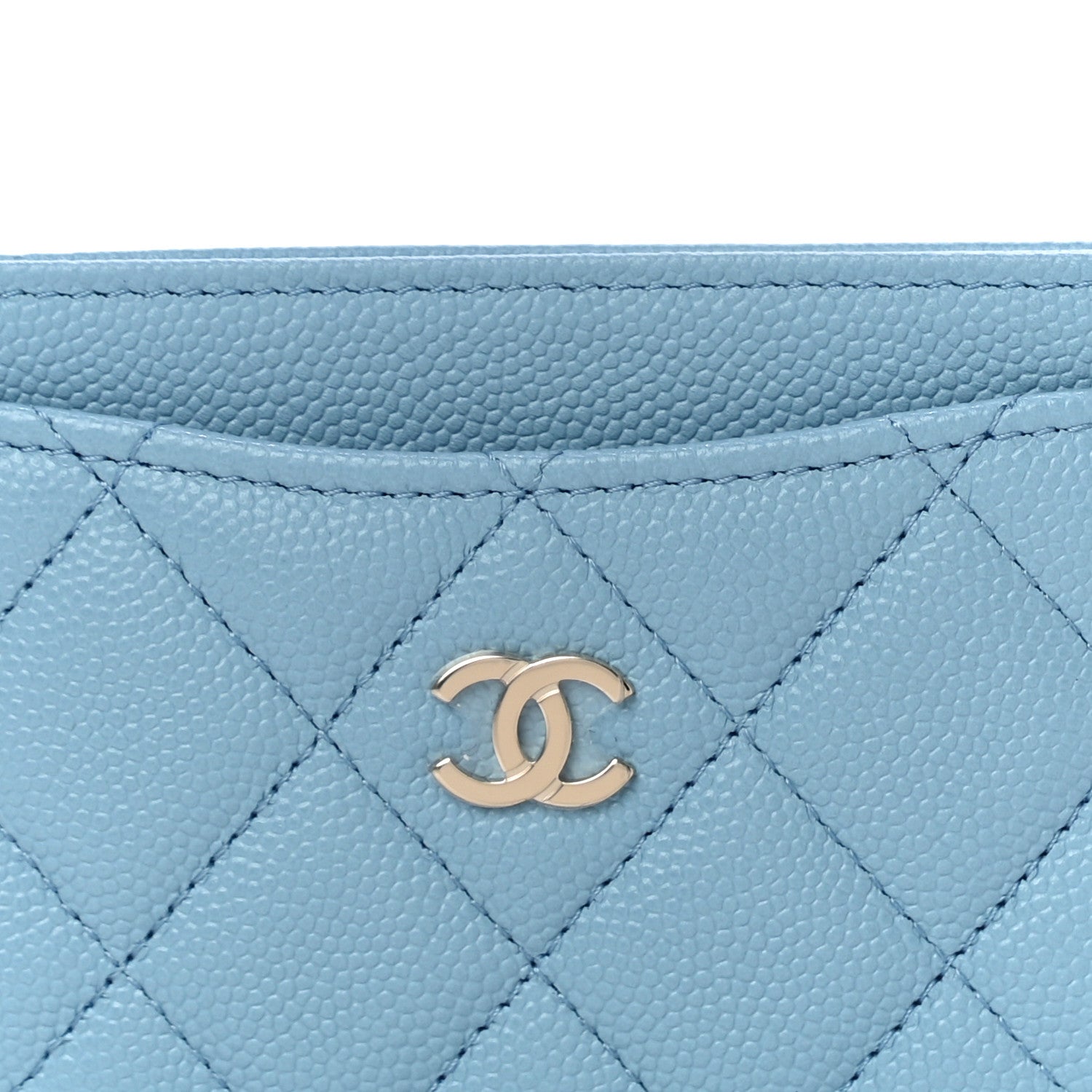 Chanel Caviar Quilted Card Holder Light Blue 9 of 12