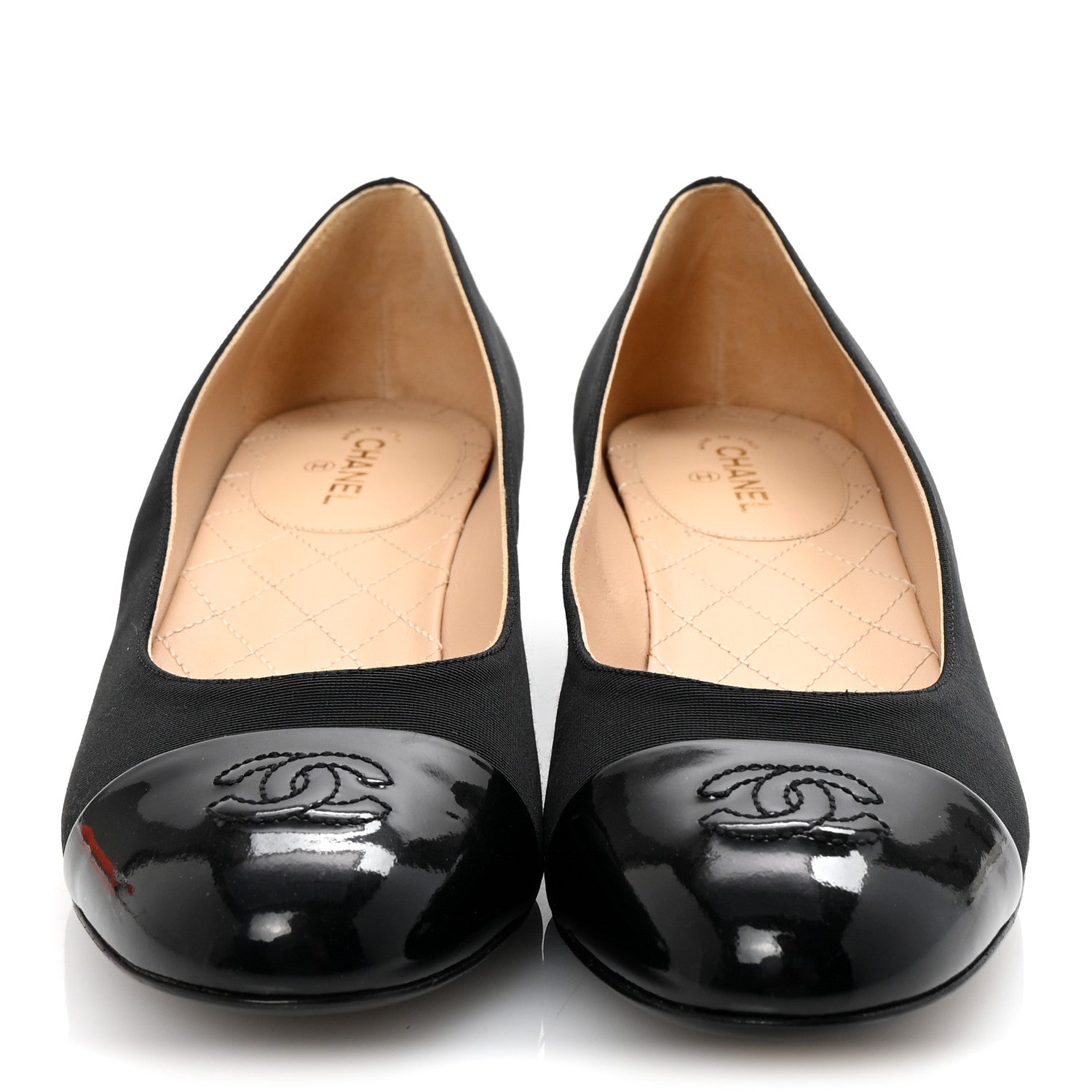 Chanel Grosgrain Patent Calfskin CC Cap Toe Pumps 40 Black 3 of 9