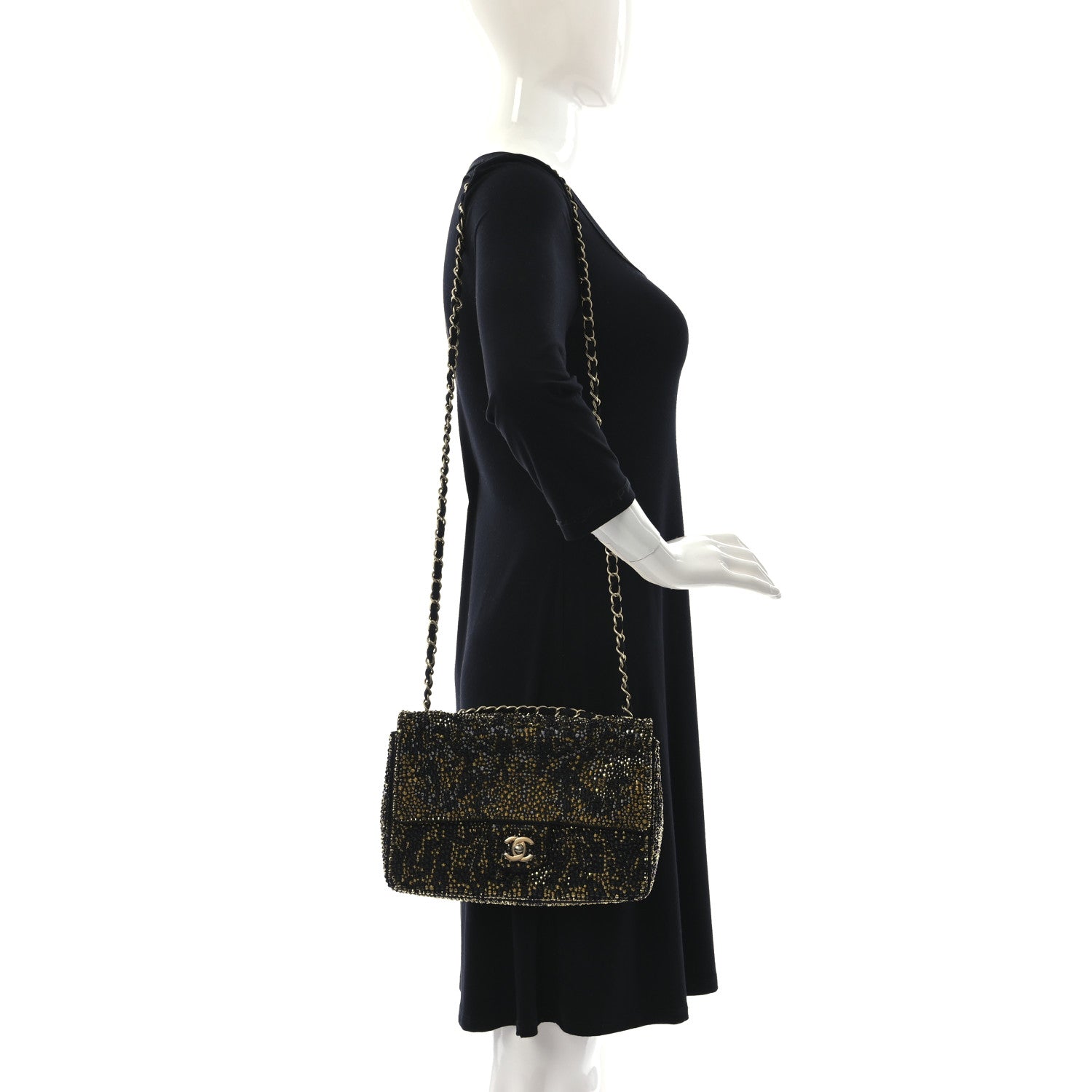 Chanel Suede Crystal Medium Flap Black Multicolor 2 of 8