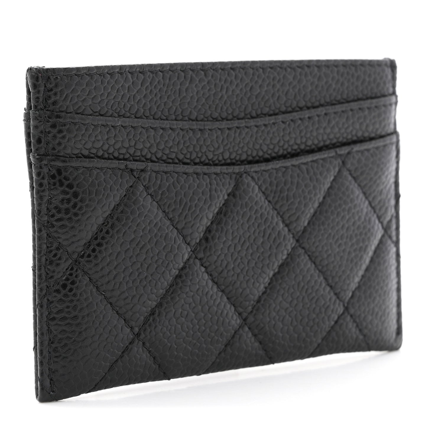 Caviar Quilted Card Holder Black