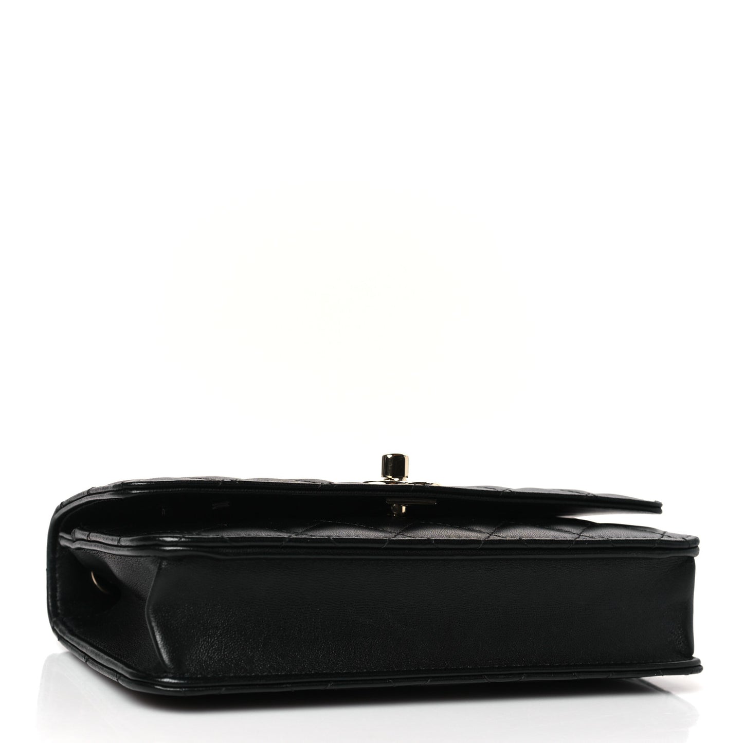 Lambskin Quilted Trendy CC Wallet On Chain WOC Black