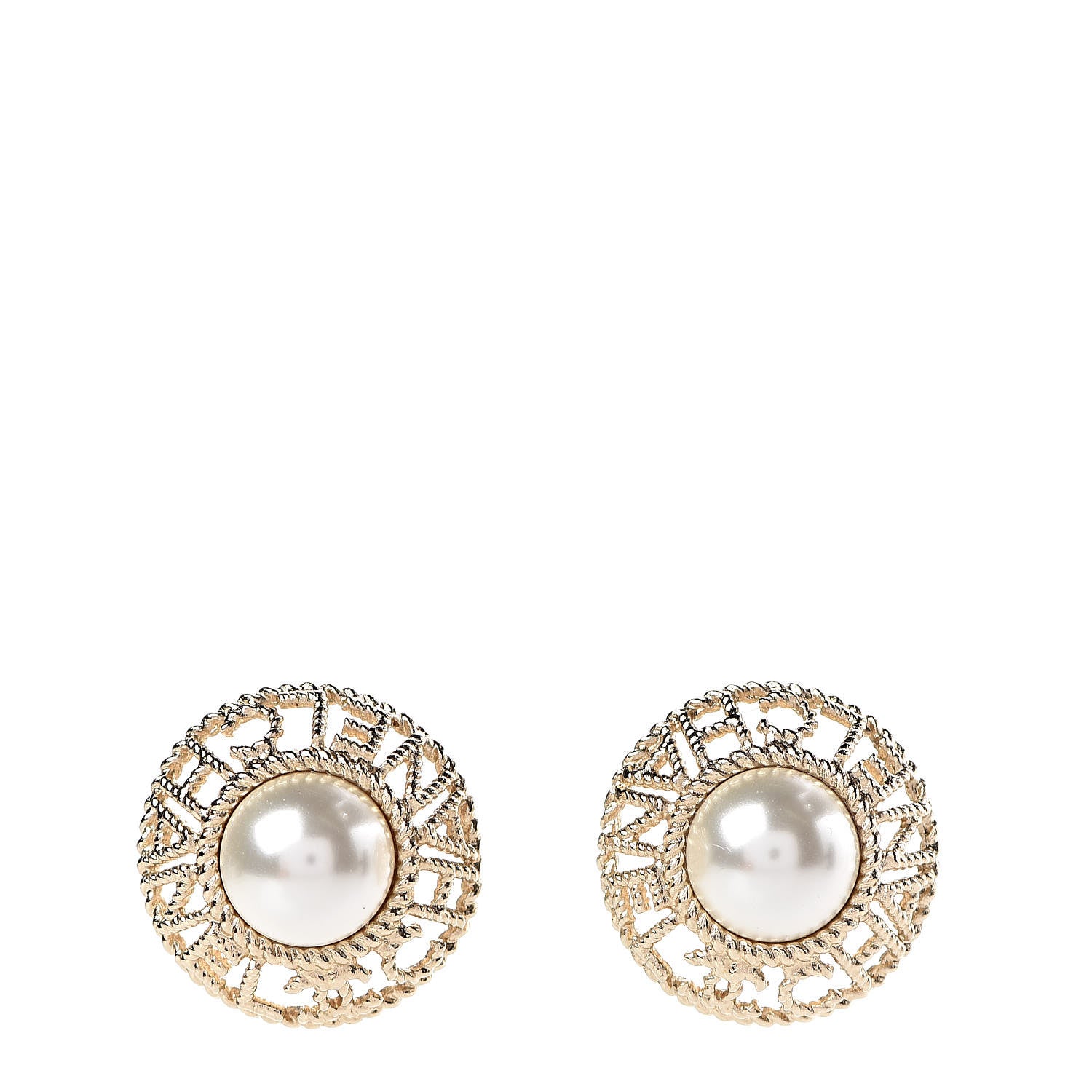 Chanel Pearl CC Round Earrings Gold 1 of 5