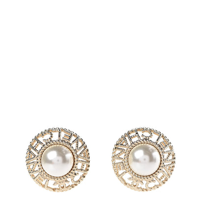 Chanel Pearl CC Round Earrings Gold 1 of 5