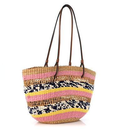 Loewe Raffia Anagram Paulas Ibiza Small Basket Tote Bag Natural Pink Tulip 3 of 12
