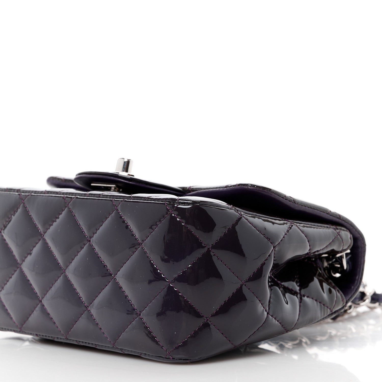 Chanel Patent Calfskin Quilted Mini Square Flap Purple 11 of 13