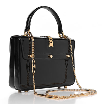 Gucci Mousse Top Patent Mini Sylvie 1969 Top Handle Bag Black 4 of 13