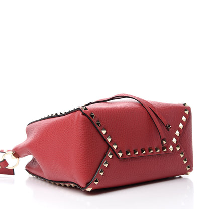 Valentino Garavani Grained Calfskin Small Rockstud Bucket Bag Red 4 of 9