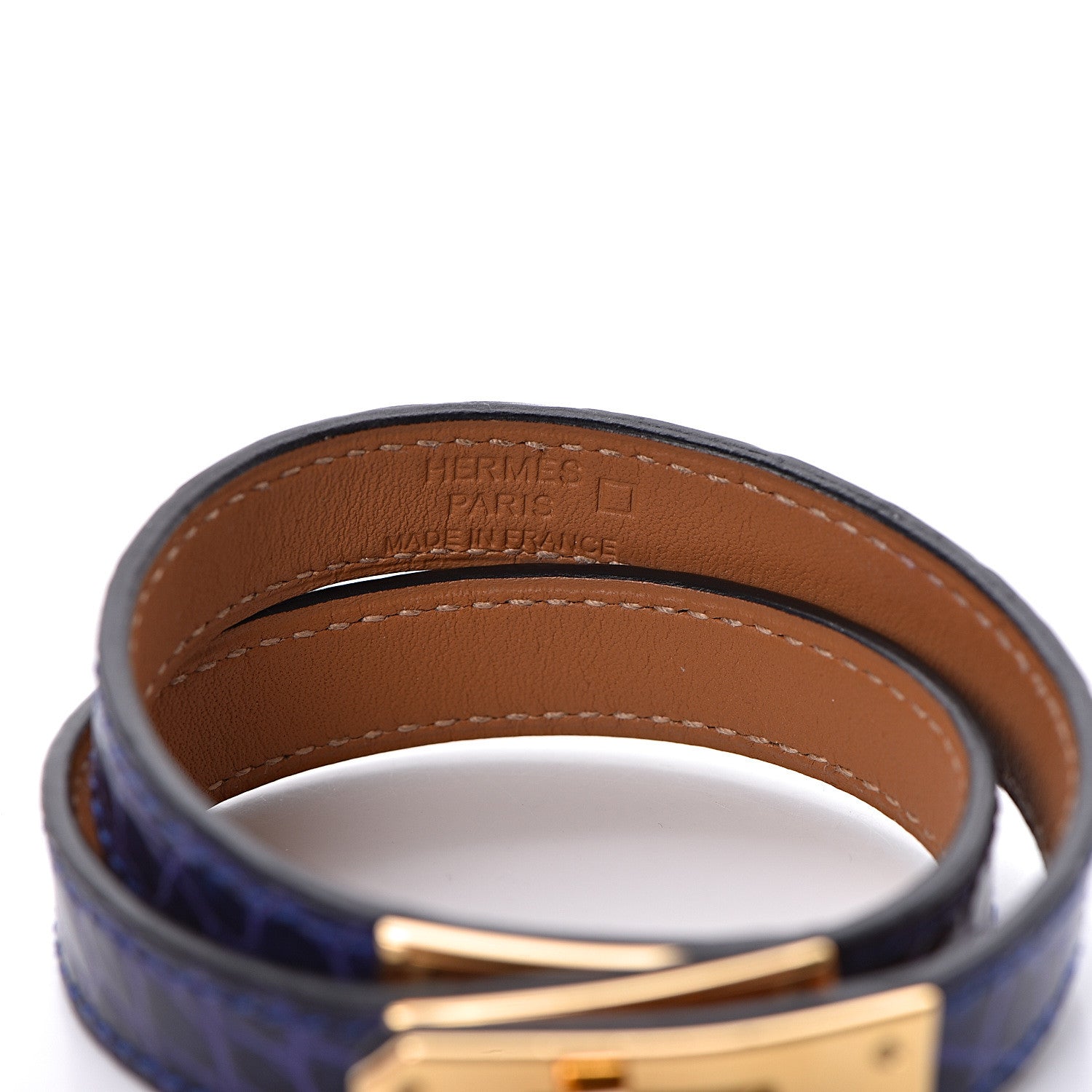 Hermes Shiny Alligator Kelly Double Tour Bracelet T3 Bleu Electrique 4 of 6