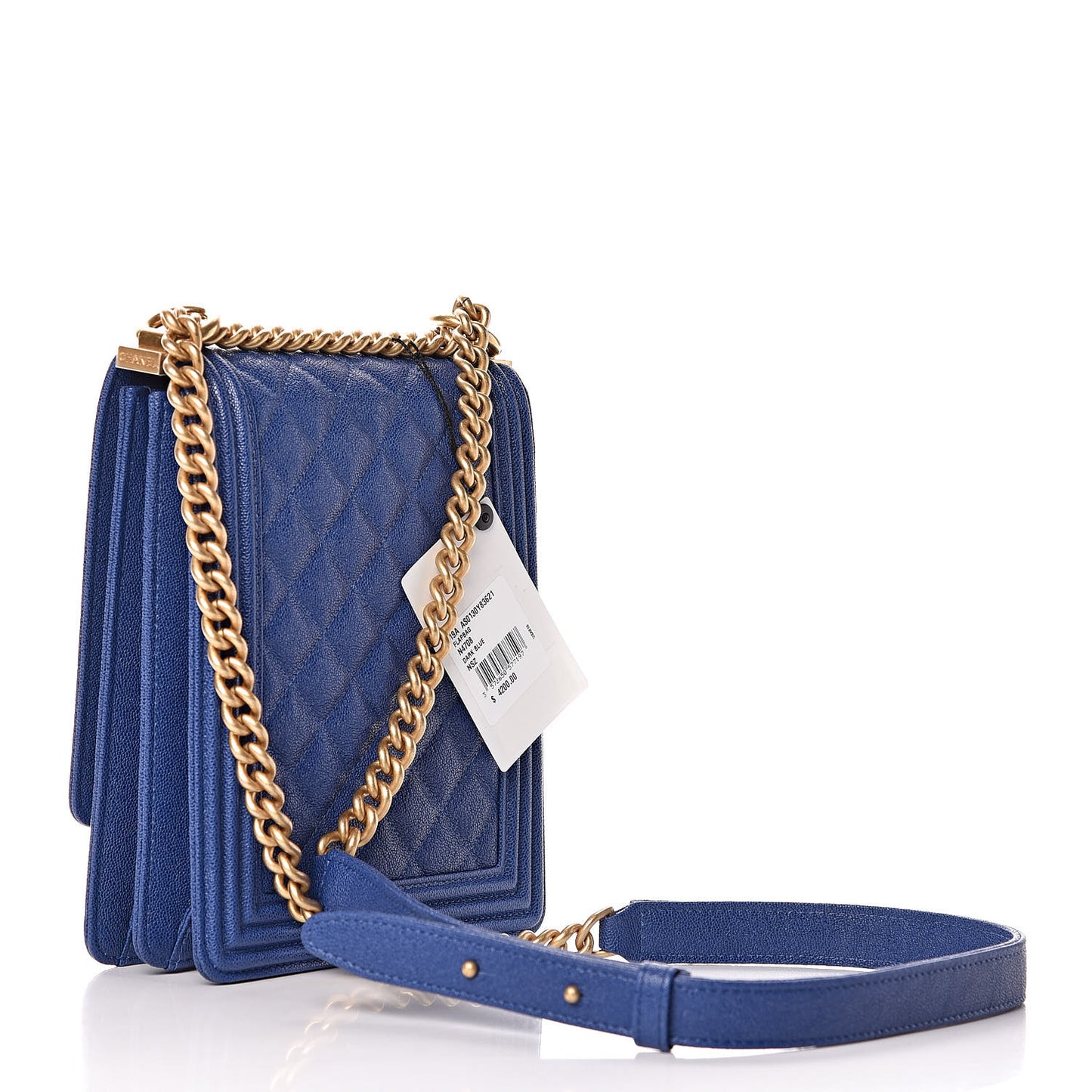 Caviar Quilted North South Boy Flap Blue
