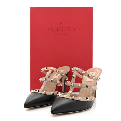 Valentino Garavani Nappa Rockstud 90mm Cage Mules 37.5 Black Poudre 10 of 10