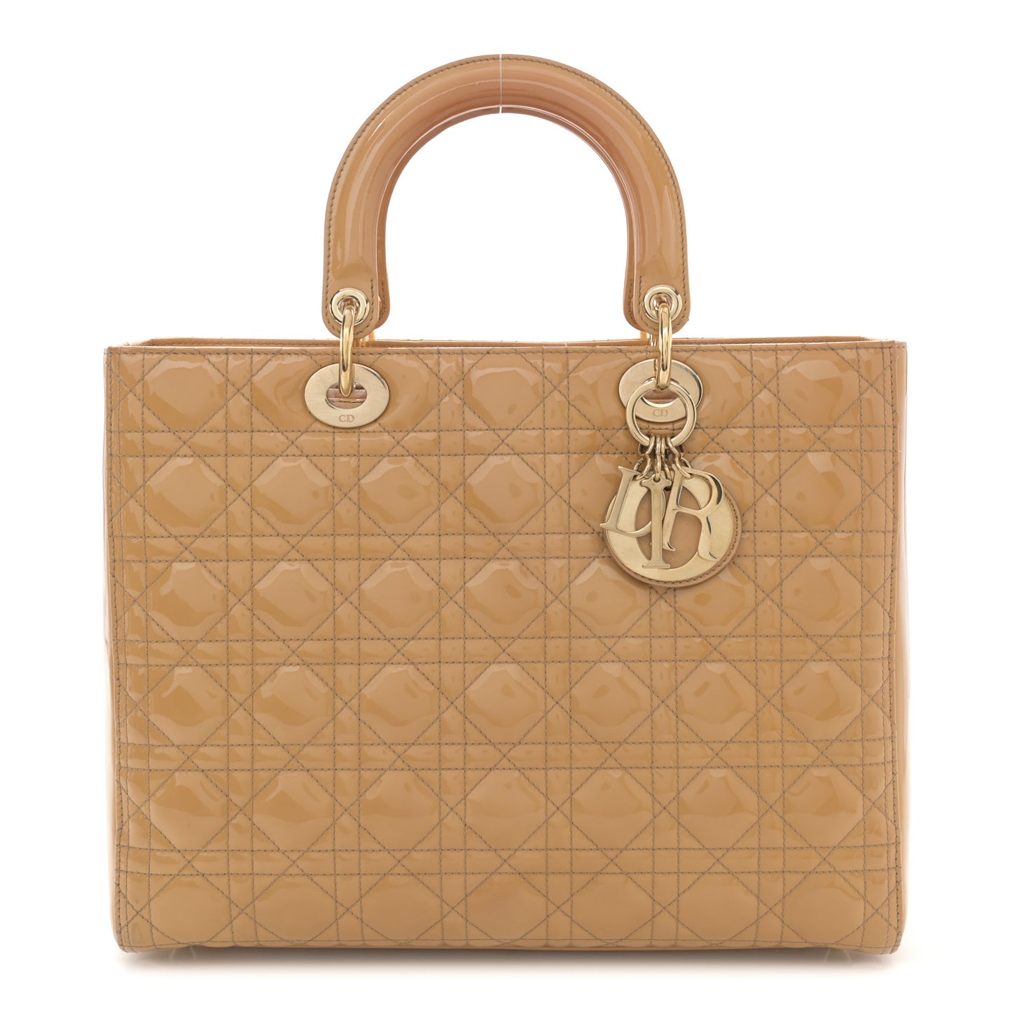 Patent Cannage Large Lady Dior Beige