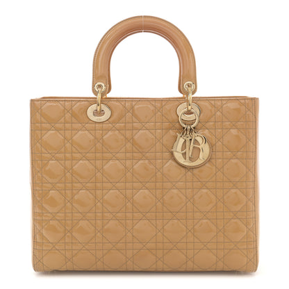 Christian Dior Patent Cannage Large Lady Dior Beige 1 of 15