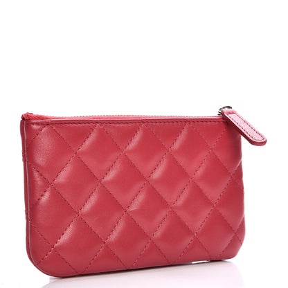 Chanel Lambskin Quilted Small Cosmetic Case Dark Pink 3 of 8