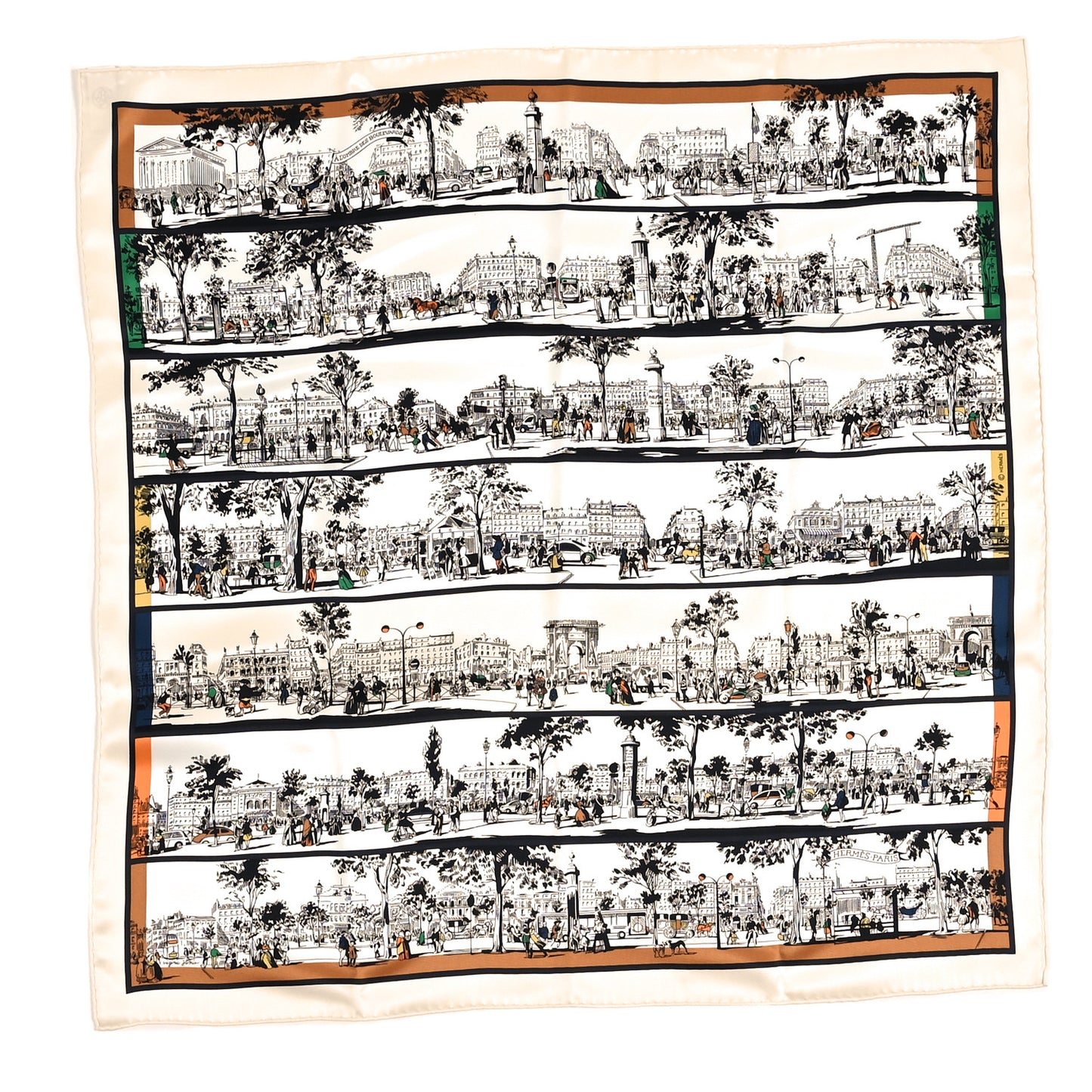 Silk l'Ombre des Boulevards Scarf 70 Creme Black Vert