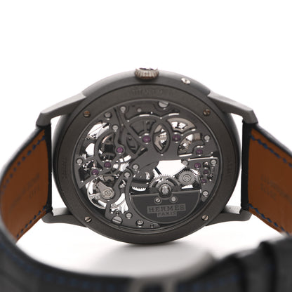 Hermes Platinum Titanium Alligator 39.5mm Slim d'Hermes Squelette Lune Automatic Watch Graphite 4 of 5