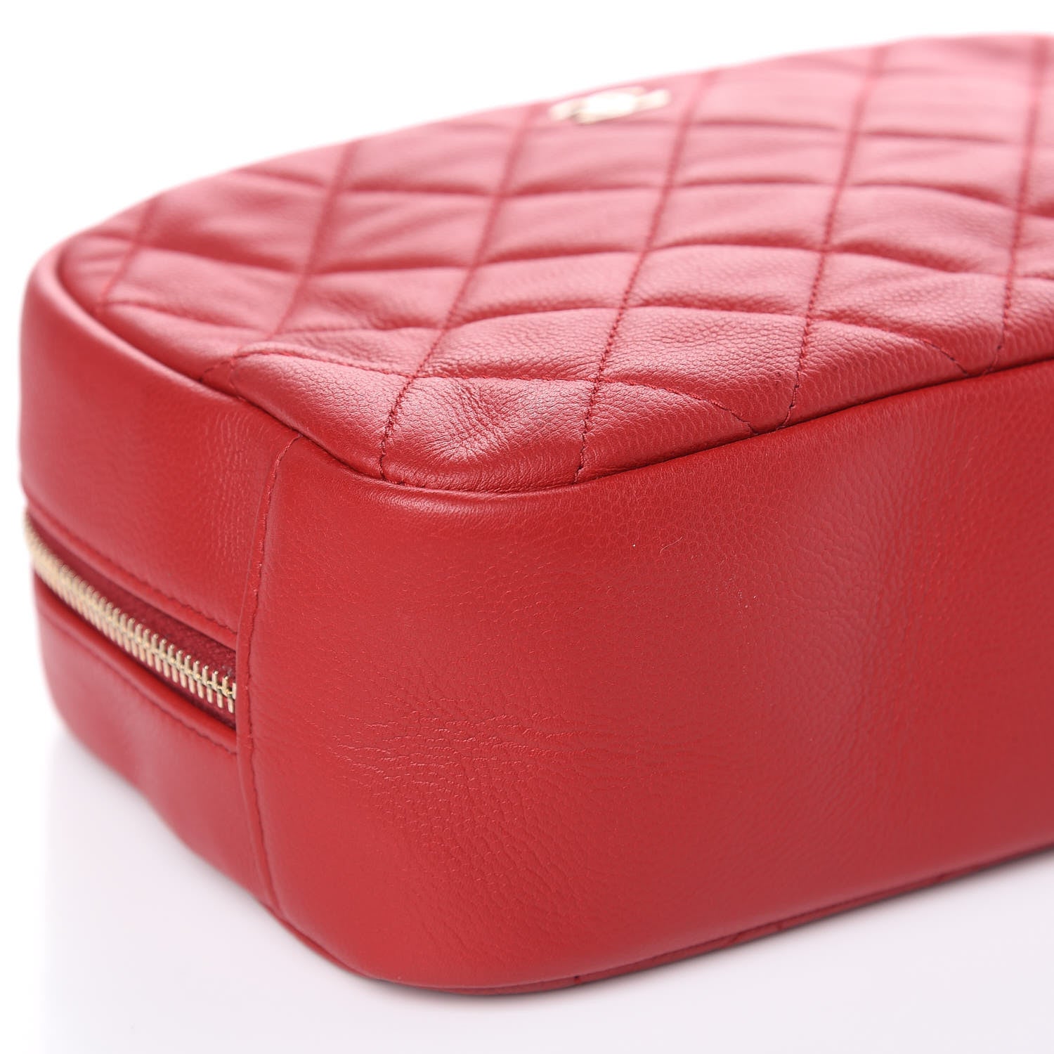 Chanel Caviar Quilted Curvy Pouch Cosmetic Case Red 8 of 14