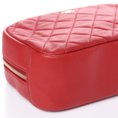 Chanel Caviar Quilted Curvy Pouch Cosmetic Case Red 8 of 14