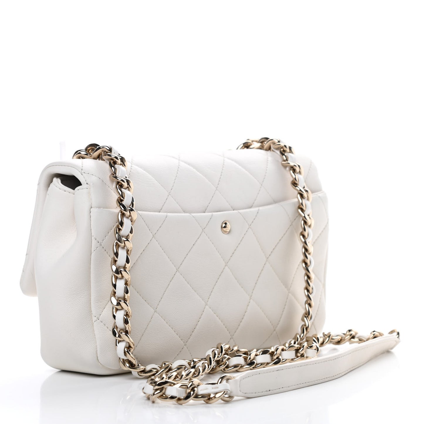 Lambskin Quilted Resin Bi-Color Chain Flap Bag White