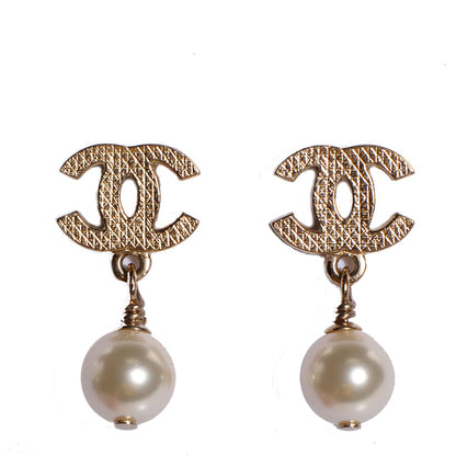 Chanel Pearl CC Dangle Earrings Gold 1 of 4