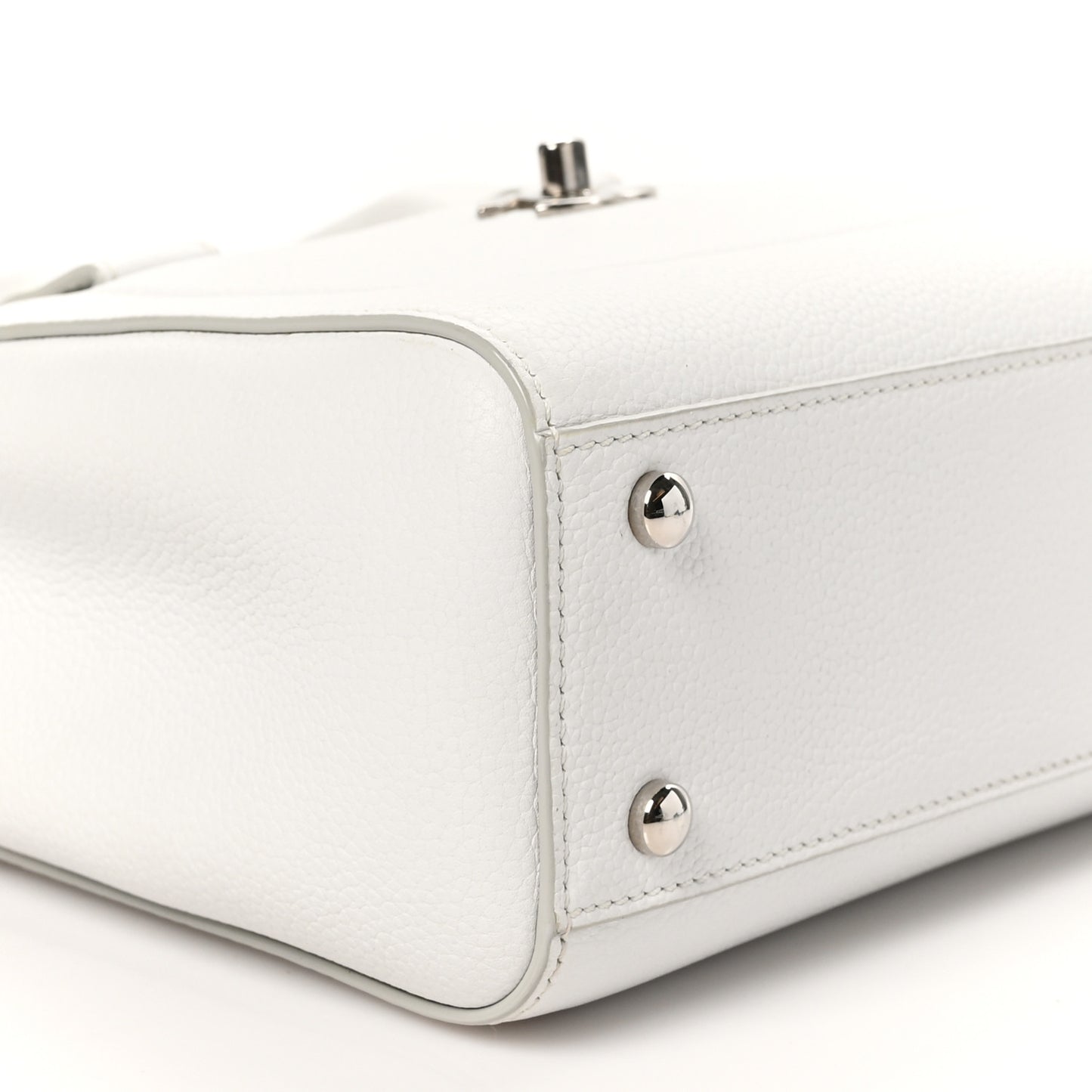Grained Calfskin Mini Neo Executive Shopper Tote White