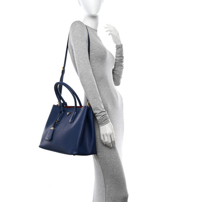 Prada Saffiano Cuir Large Double Bag Bleuette 2 of 13