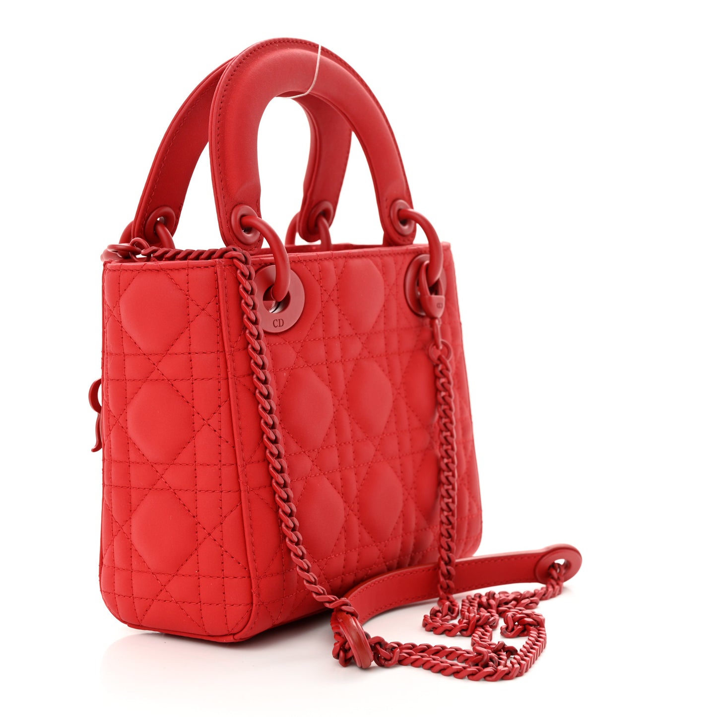 Ultra Matte Calfskin Cannage Mini Lady Dior Red