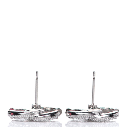 Chanel Crystal Mini Timeless CC Earrings Silver 4 of 6