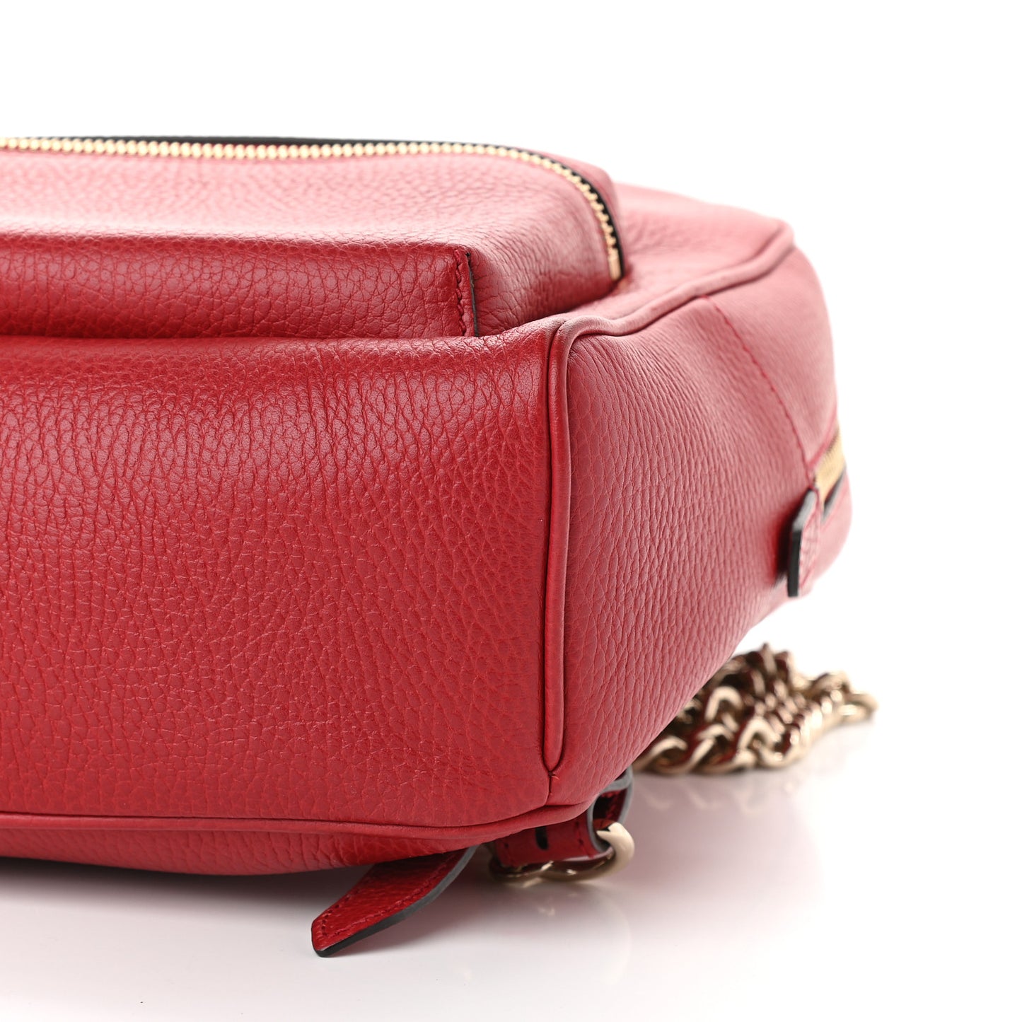 Pebbled Calfskin Soho Chain Backpack Hibiscus Red