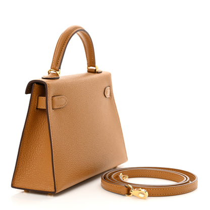 Hermes Chevre Mysore Verso Mini Kelly Sellier 20 Caramel Cacao 4 of 12