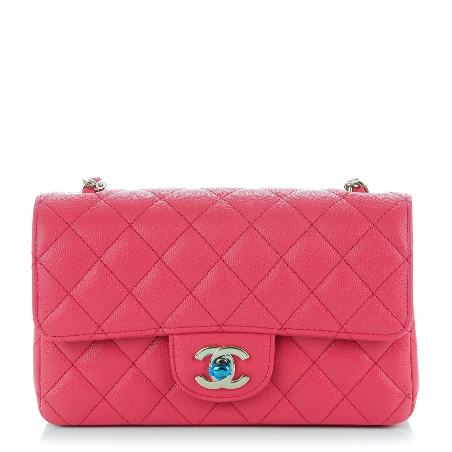 Caviar Quilted Mini Rectangular Flap Dark Pink