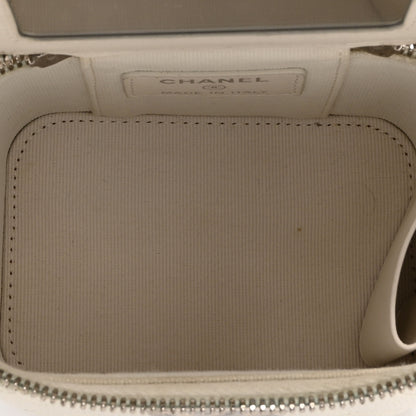 Chanel Caviar Quilted Enamel Coco Mini Vanity Case With Chain White 6 of 11