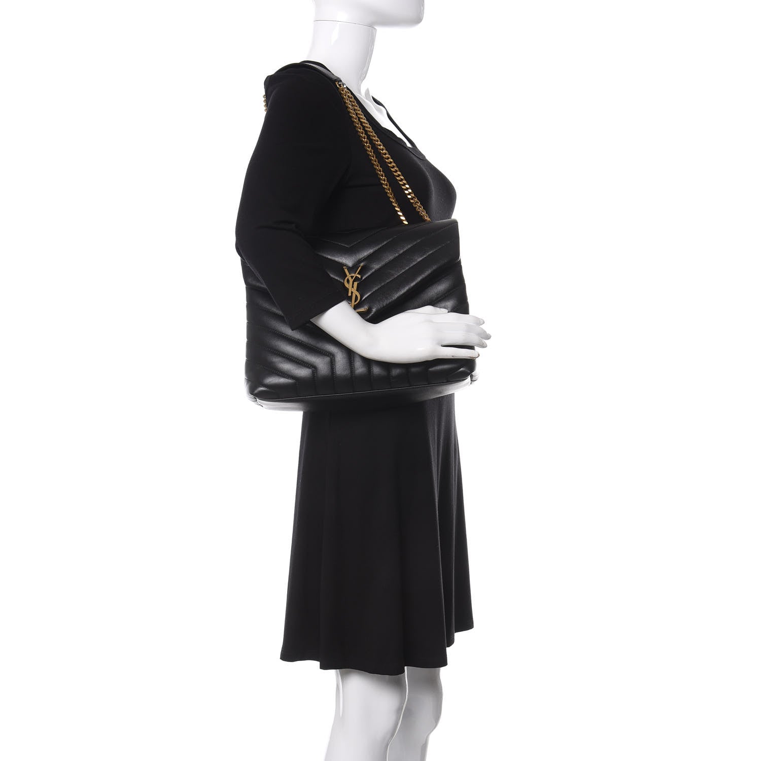 Saint Laurent Calfskin Y Quilted Monogram Medium Loulou Chain Satchel Black 2 of 12
