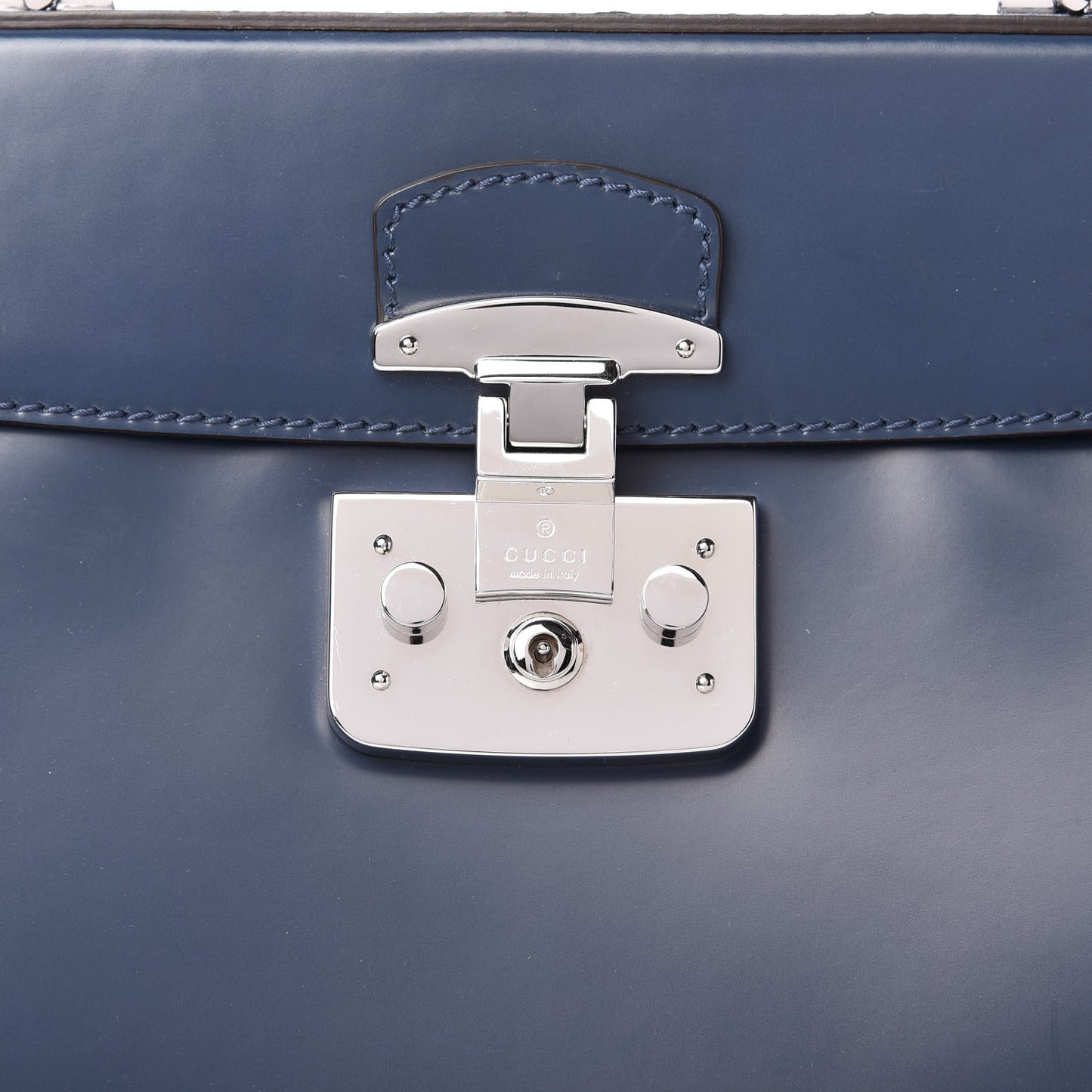 Regent Calfskin Bamboo Large Lady Lock Top Handle Bag Caspian