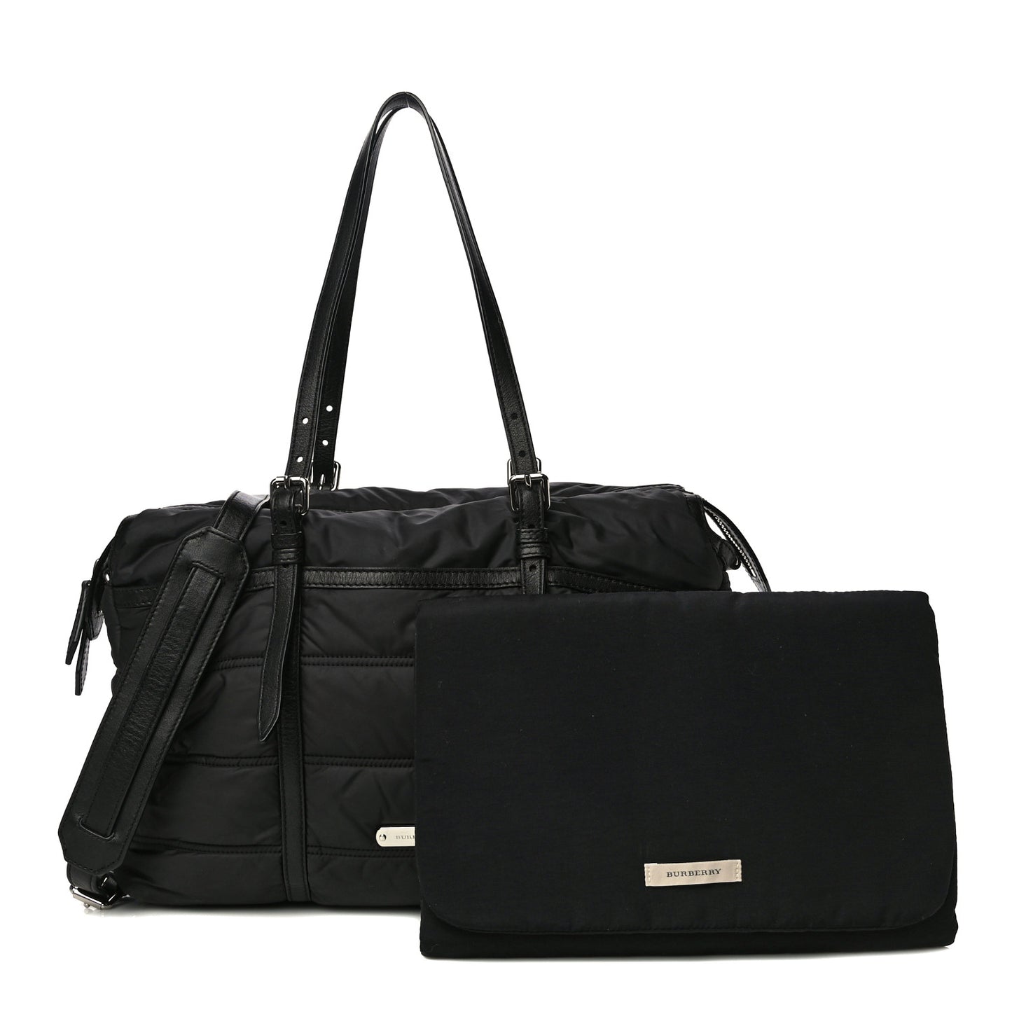 Nylon House Check Quilted Abbey Diaper Bag Black