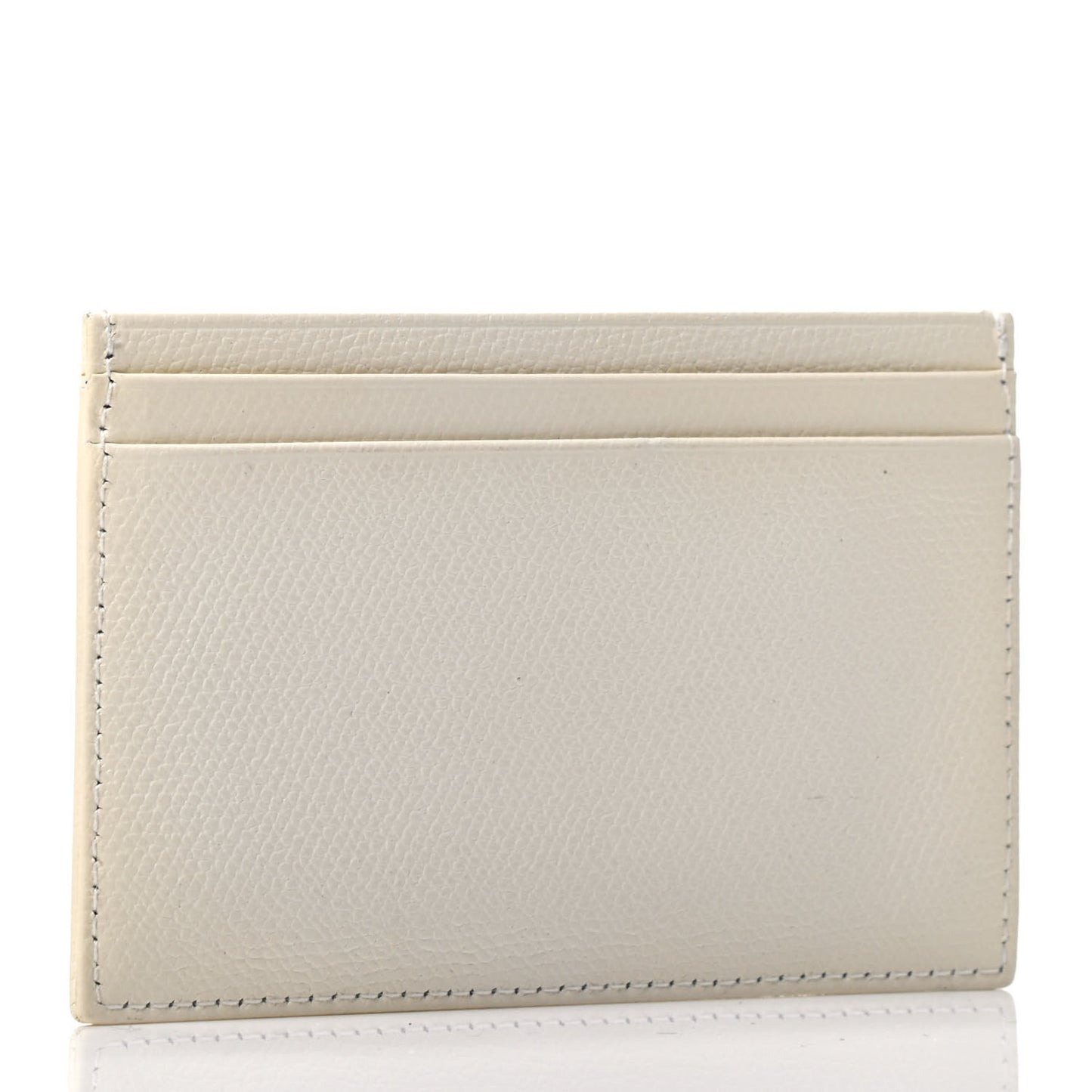 Calfskin CC Button Card Holder Case Off White