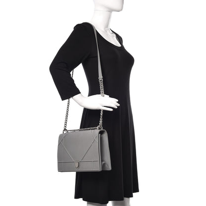 Christian Dior Grained Calfskin Large Diorama Flap Bag Grey 2 of 9