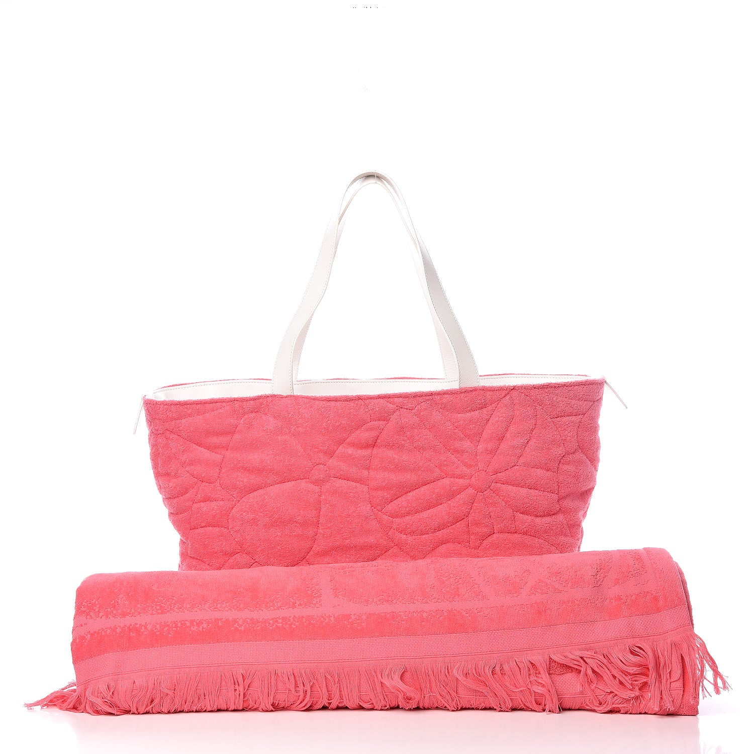 Chanel Terry Cotton CC Beach Tote Towel Set Pink 4 of 16