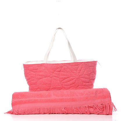 Chanel Terry Cotton CC Beach Tote Towel Set Pink 4 of 16
