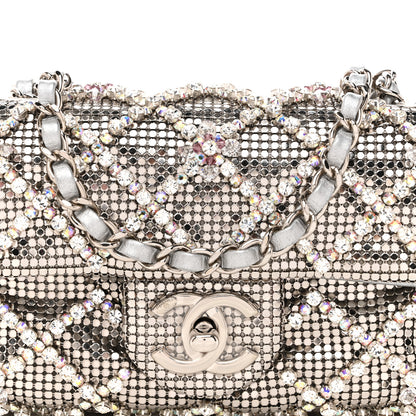 Chanel Chain Mail Crystal Quilted Mini Flap Argent 8 of 11
