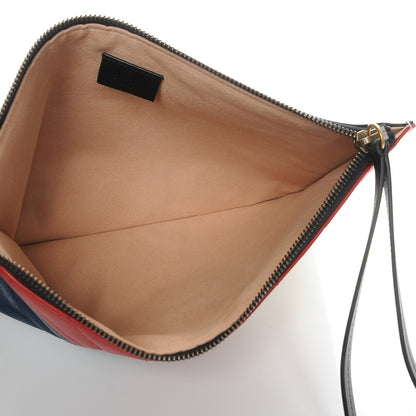 Gucci Calfskin Trapuntata Queen Margaret Oversized Zip Pouch Blue Agata Hibiscus Red Mystic White Sugar Pink 5 of 9